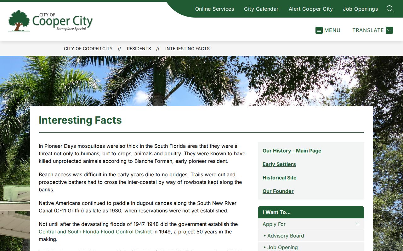 Cooper City city directory historical context from official city facts