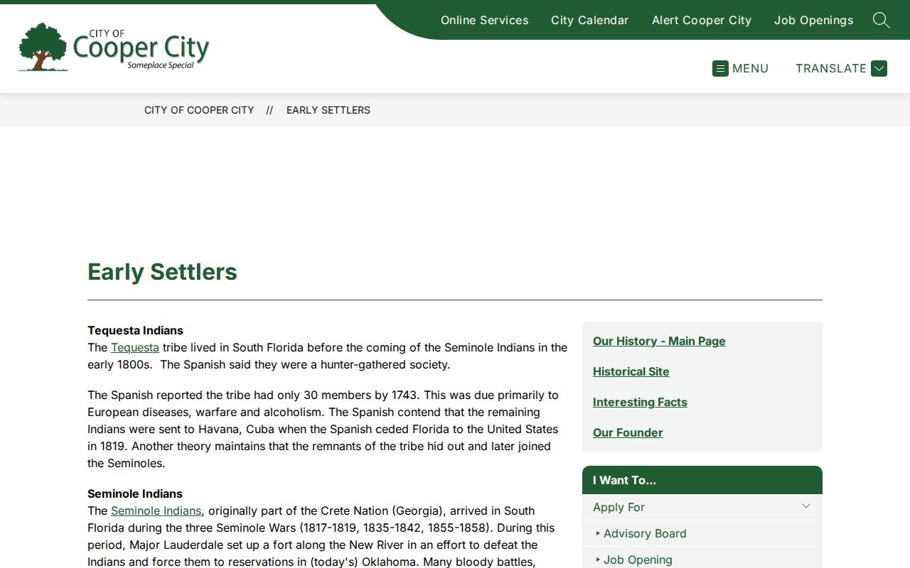 Cooper City city directory research using the city early settlers archive