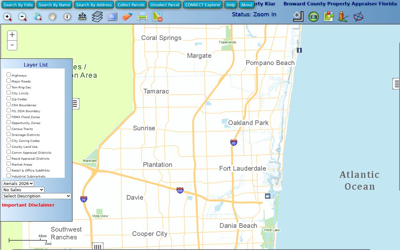 Cooper City street directory parcel map for adjacent address records