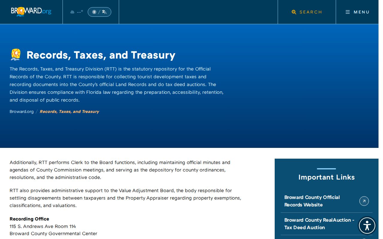 Cooper City street directory Broward deed search guidance