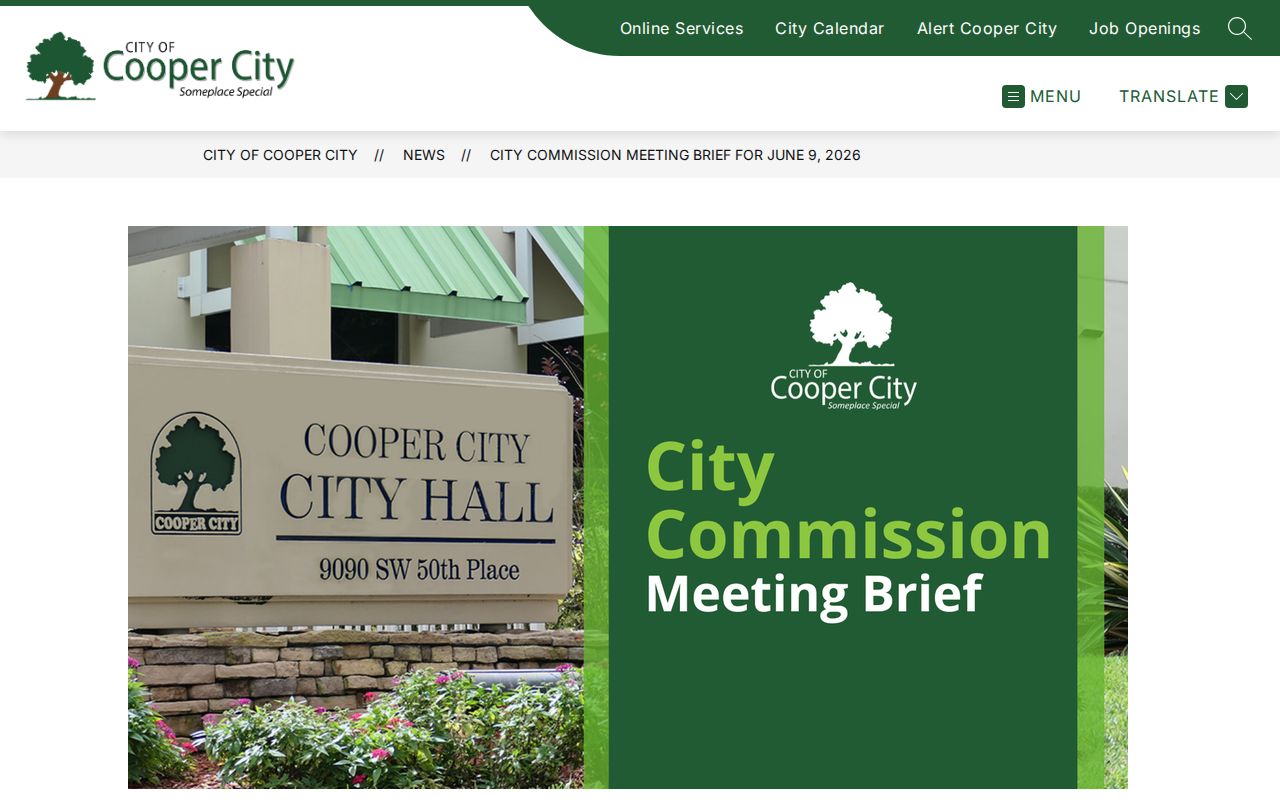 Cooper City ZIP code directory municipal code enforcement update