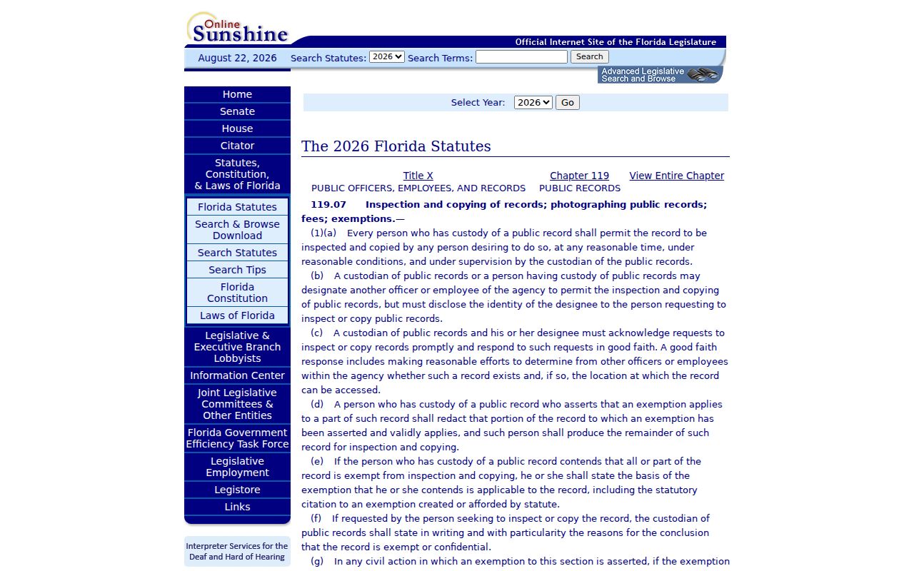 Cooper City ZIP code directory Florida public records access law